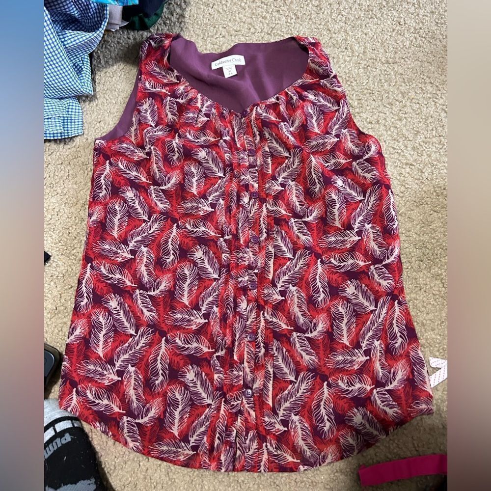 Coldwater Creek Sleeveless Feather Dress Shirt
